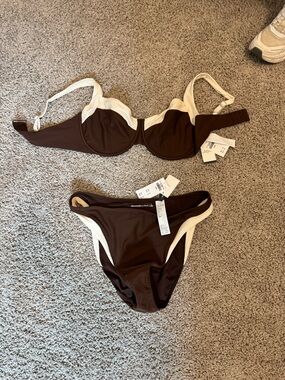 Abercrombie & Fitch Brown and Cream Contrast Underwire Bikini